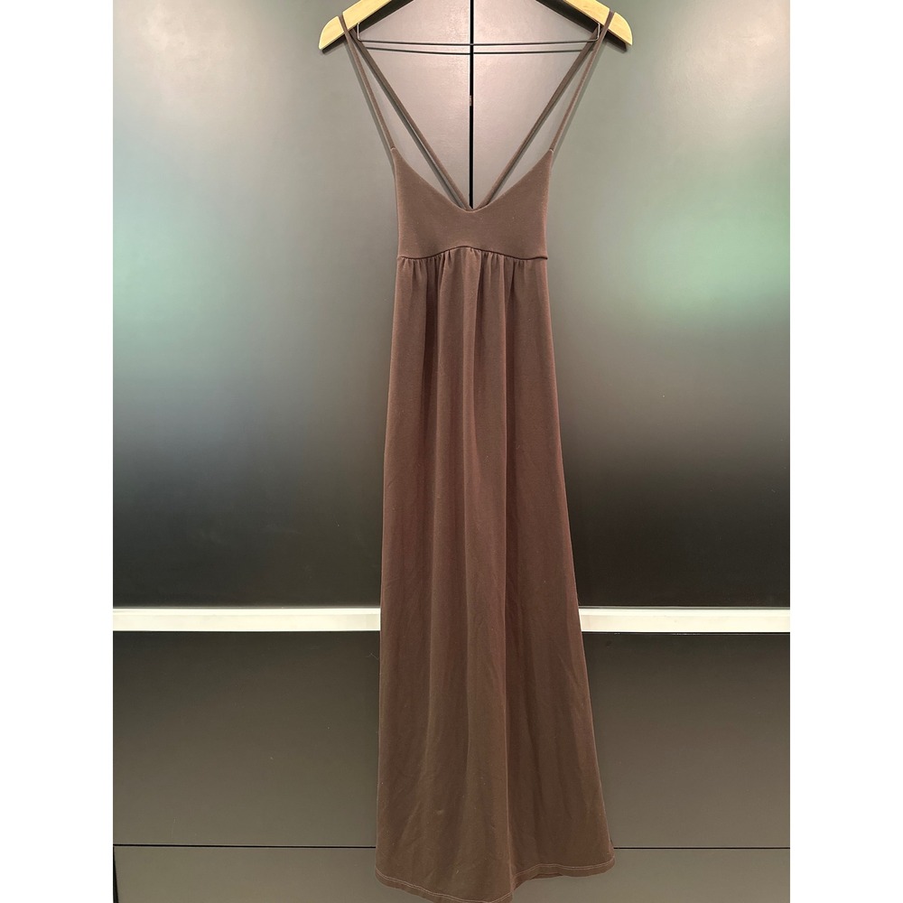 Susana Monaco Brown Maxi Dress XS Strappy Empire Waist Double Strap Chocolate